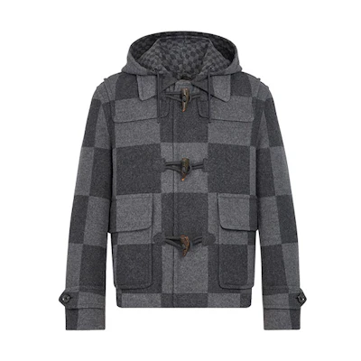 Louis Vuitton NIGO Grid Logo Toggle Grey Hooded Casual Jacket Men 1A7XHD
