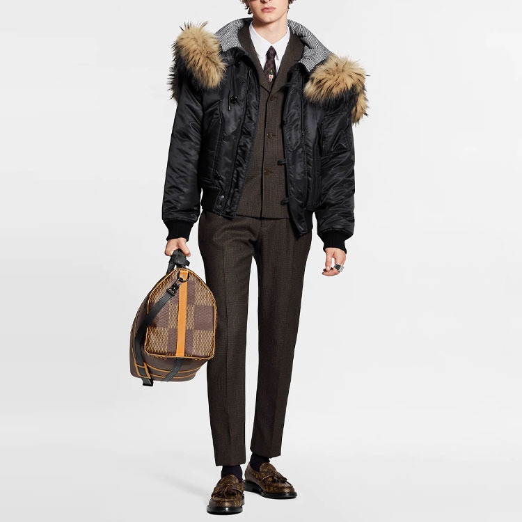 Details for Louis Vuitton x Nigo Logo Monogram Jaket Bertudung Hitam Lelaki. 1A7X01