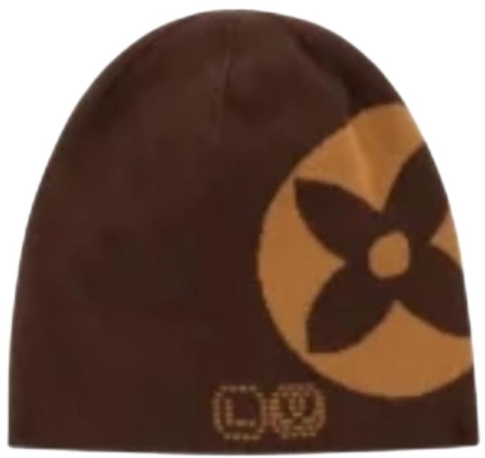 louis-vuitton-x-nigo-logo-print-knit-beanie-unisex-brown-couple-style-hat-m5248-a