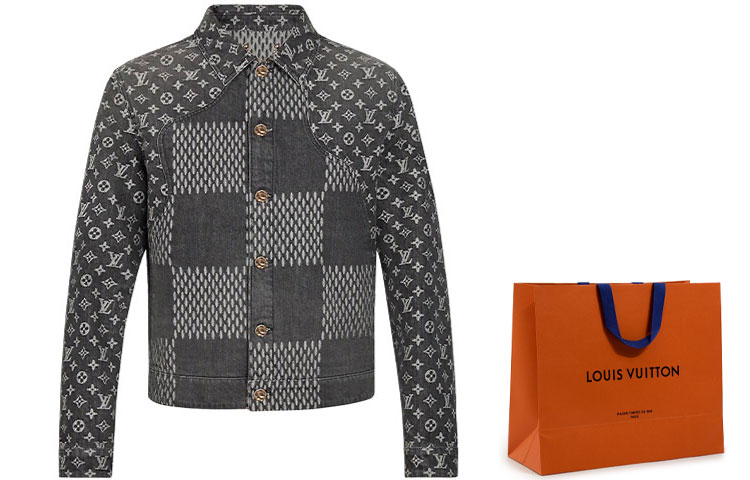 Lookbook LOUIS VUITTON x NIGO Jaket Denim Patchwork Floral Hitam Pria 1A88WU