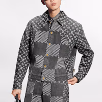 Shop LOUIS VUITTON x NIGO LV2 Floral Patchwork Denim Jacket Black Men’s 1A88WU