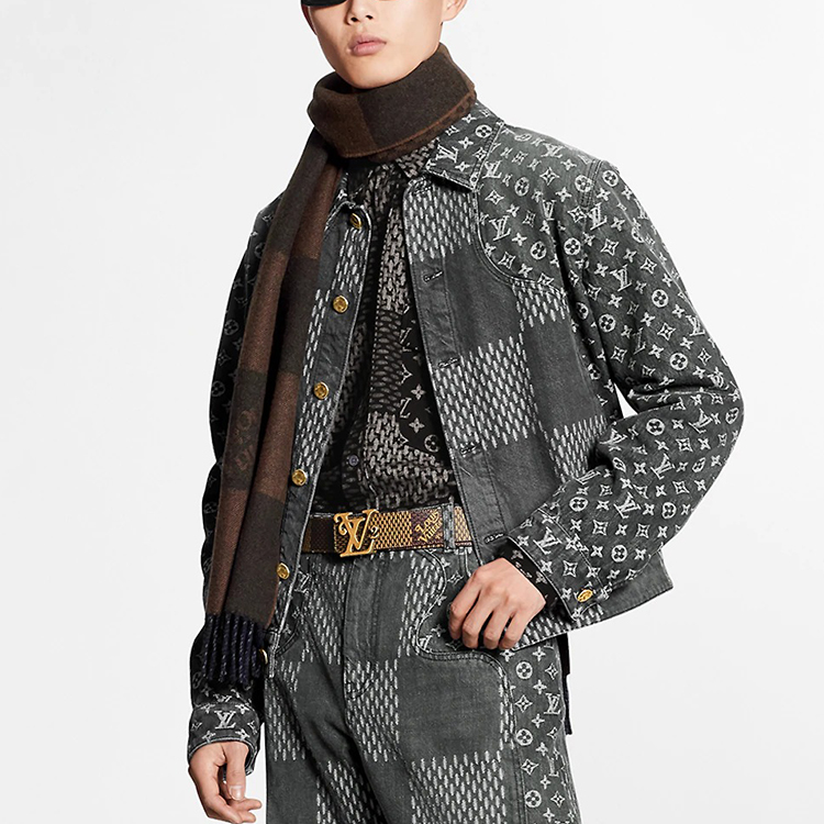 Purchase LOUIS VUITTON x NIGO Jaket Denim Patchwork Floral Hitam Pria 1A88WU