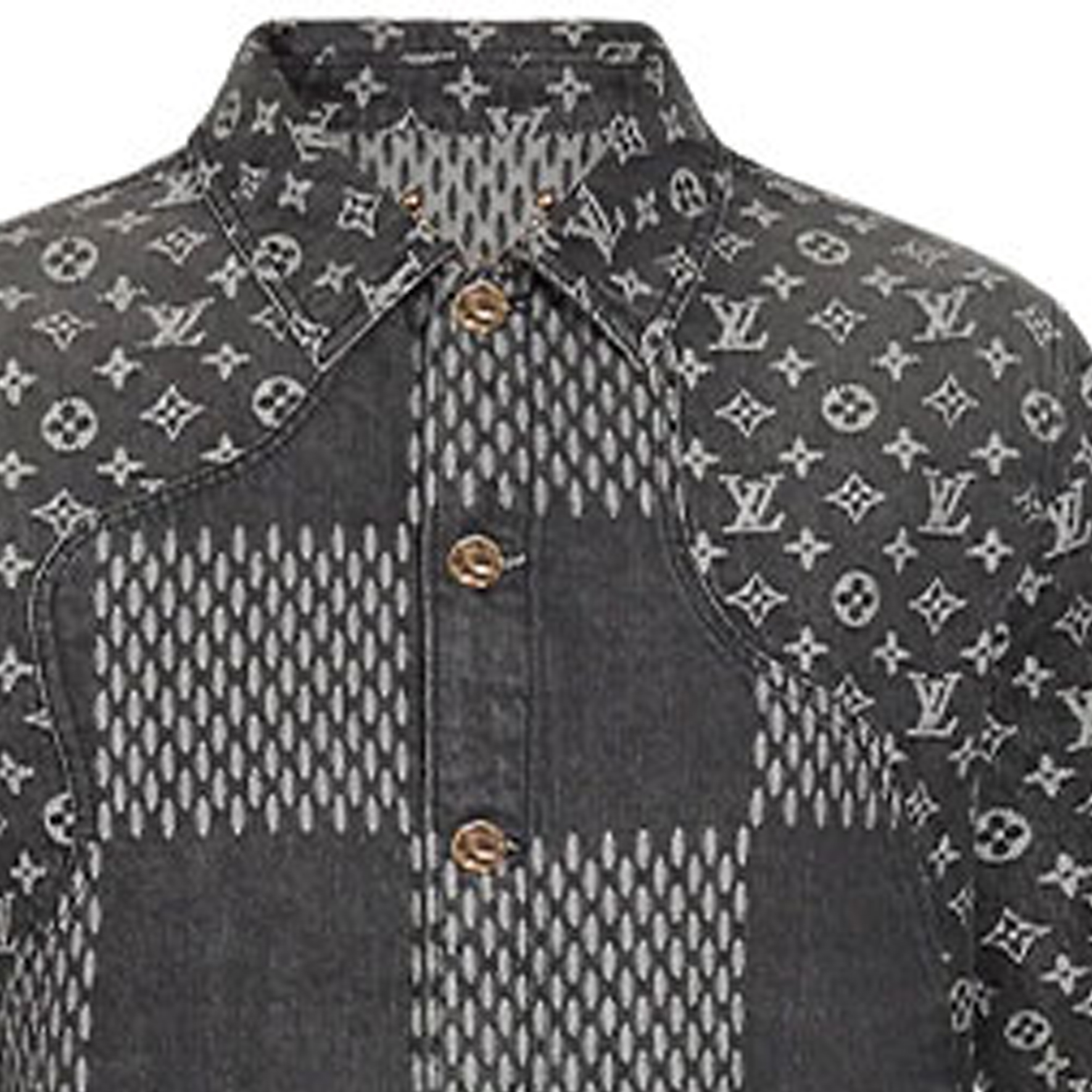 Sizing LOUIS VUITTON x NIGO Jaket Denim Patchwork Floral Hitam Pria 1A88WU