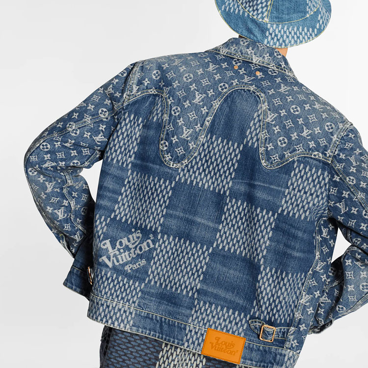 Cheap 路易威登 x Nigo LV2 格紋拼接丹寧外套 海軍藍 1A7YD6