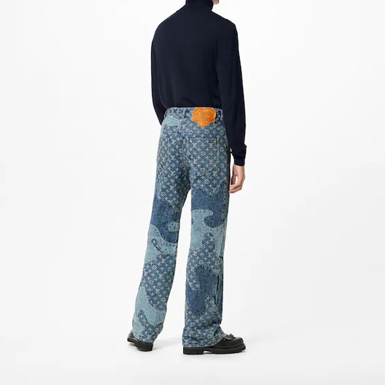 Shop LOUIS VUITTON x NIGO LV2 Monogram Patchwork Denim Jeans Blue . 1A9GGJ