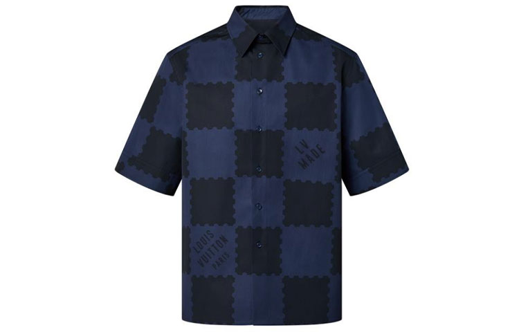 Louis Vuitton NIGO LV2 SS22 Checkered Logo Letter Shirt Navy Blue Male 1A9GXU