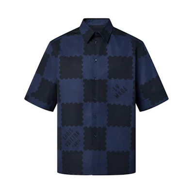 Louis Vuitton NIGO LV2 SS22 Checkered Logo Letter Shirt Navy Blue Male 1A9GXU