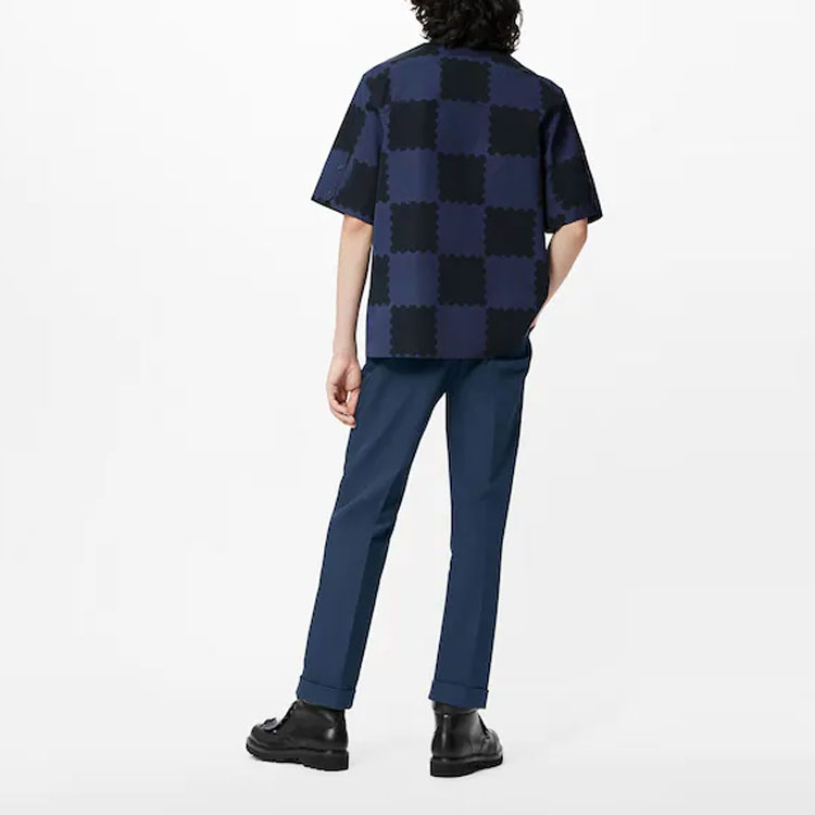 Louis Vuitton NIGO LV2 SS22 Checkered Logo Letter Shirt Navy Blue Male 1A9GXU 圖 4