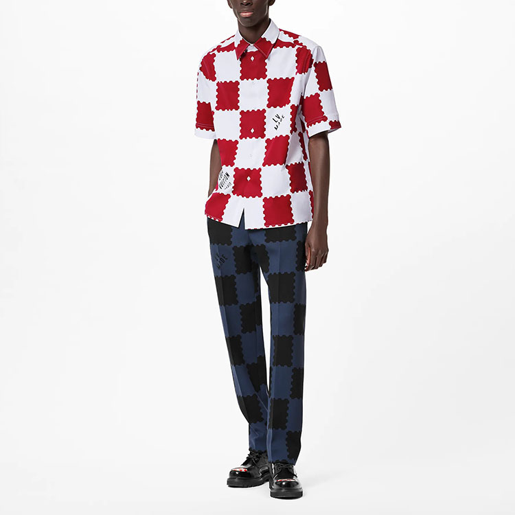 LOUIS VUITTON NIGO LV2 SS22 Red White Checkered Logo Print Shirt 1A9GS5 圖 3