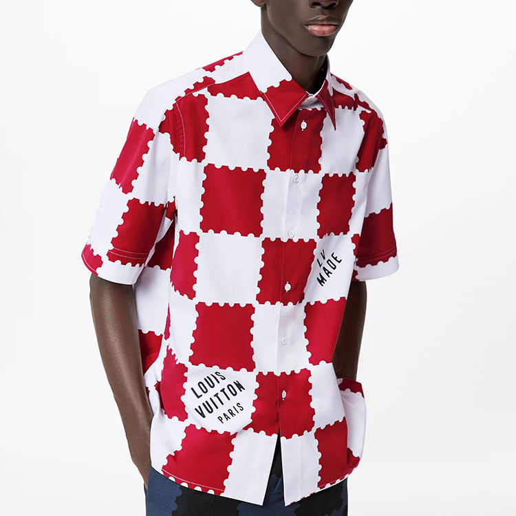 LOUIS VUITTON NIGO LV2 SS22 Red White Checkered Logo Print Shirt 1A9GS5 圖 7