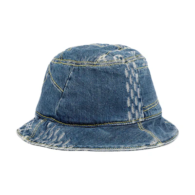 LOUIS VUITTON NIGO Monogram Denim Bucket Hat with Classic Logo MP2733+MP2734