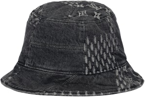 LOUIS VUITTON x NIGO Monogram Print Logo Patchwork Cotton Bucket Hat MP2746 LOUIS VUITTON x NIGO Monogram Print Logo Patchwork Cotton Bucket Hat MP2746