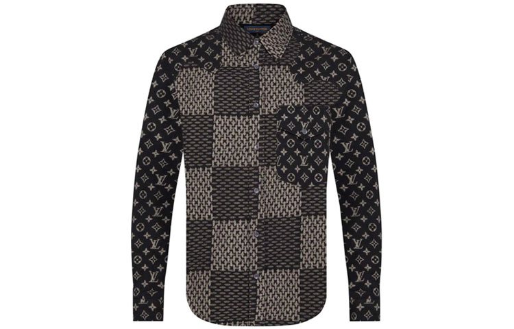 Order Camisa Negra Louis Vuitton x Nigo Patchwork 1A7YGE