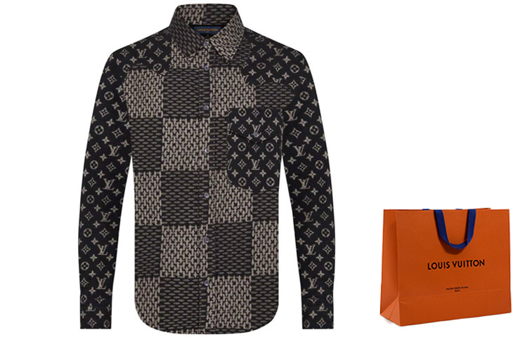 Details for Camisa Negra Louis Vuitton x Nigo Patchwork 1A7YGE