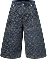 LOUIS VUITTON x Nigo Quilted Embroidered Denim Cargo Shorts FW25 1AILV9 LOUIS VUITTON x Nigo Quilted Embroidered Denim Cargo Shorts FW25 1AILV9