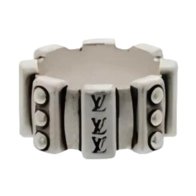 LOUIS VUITTON Nigo Silver Engraved Detail Ring Unisex Couple's Edition M1174