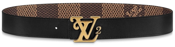 Louis Vuitton x Nigo Sabuk Reversible Kotak Damier Ebene Giant 40MM Coklat Lookbook Louis Vuitton x Nigo Sabuk Reversible Kotak Damier Ebene Giant 40MM Coklat