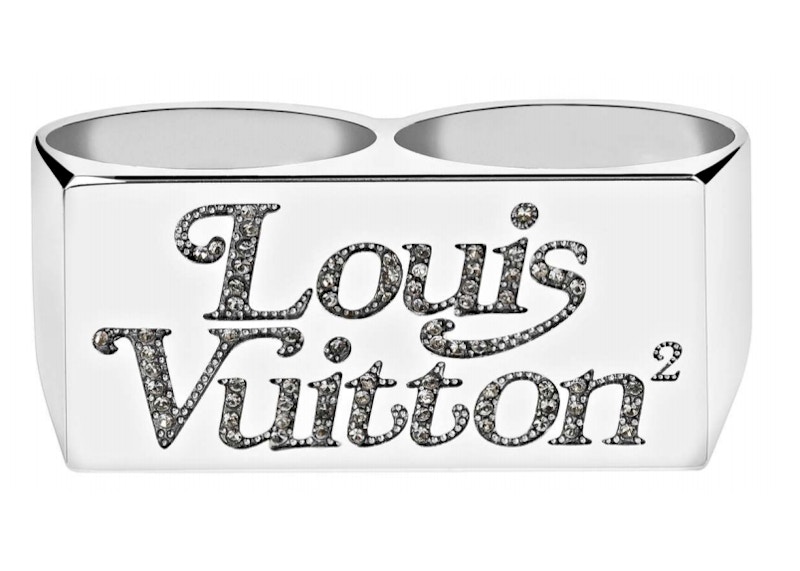 Louis Vuitton x Nigo Squared Strass Double Ring Silver