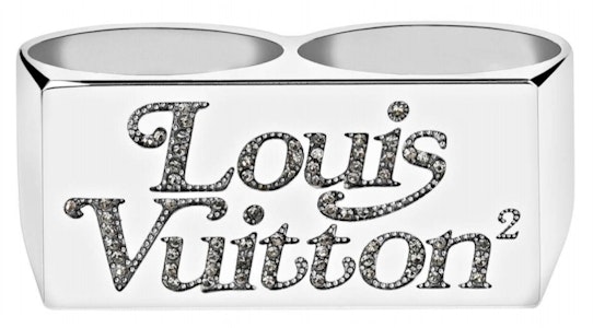 Louis Vuitton x Nigo Cincin Ganda Strass Persegi Perak Buy Louis Vuitton x Nigo Cincin Ganda Strass Persegi Perak