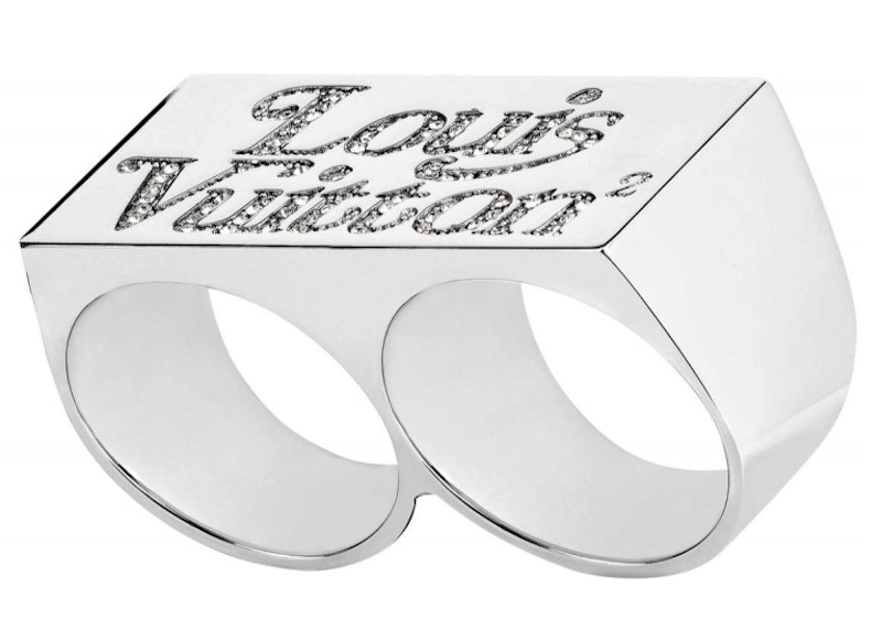 Order Anillo Doble Plata Louis Vuitton x Nigo Strass Cuadrado