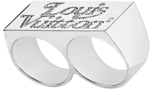 Louis Vuitton x Nigo Cincin Ganda Strass Persegi Perak Order Louis Vuitton x Nigo Cincin Ganda Strass Persegi Perak