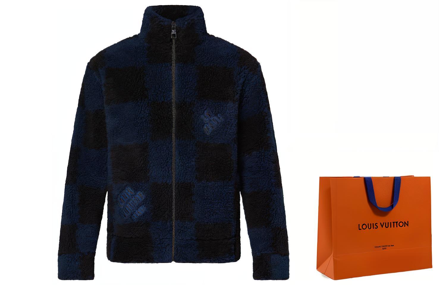 Shop LOUIS VUITTON x NIGO SS22 格紋羊毛外套 藍色 1A9GKS