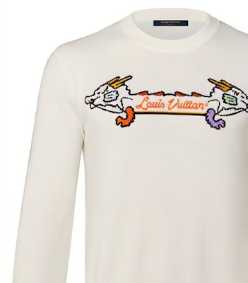 Sweatshirt Lelaki LOUIS VUITTON x NIGO SS22 Double Dragon Graphic Putih. 1A9GO3 Details for Sweatshirt Lelaki LOUIS VUITTON x NIGO SS22 Double Dragon Graphic Putih. 1A9GO3