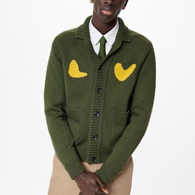 루이 비통 x 니고 SS22 지오메트릭 니트 칼라 가디건 올리브 그린. 1A9GLP Shop 루이 비통 x 니고 SS22 지오메트릭 니트 칼라 가디건 올리브 그린. 1A9GLP
