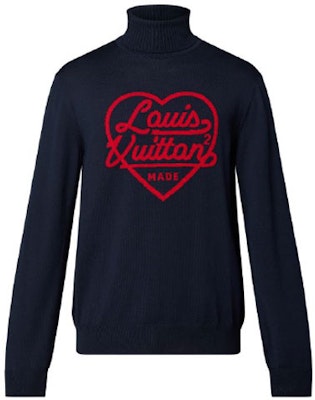 Suéter Cuello Alto Azul Hombre LOUIS VUITTON x Nigo SS22 Logo Corazón Bordado. 1A9GRA Order Suéter Cuello Alto Azul Hombre LOUIS VUITTON x Nigo SS22 Logo Corazón Bordado. 1A9GRA