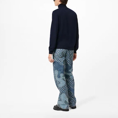 Suéter Cuello Alto Azul Hombre LOUIS VUITTON x Nigo SS22 Logo Corazón Bordado. 1A9GRA Shop Suéter Cuello Alto Azul Hombre LOUIS VUITTON x Nigo SS22 Logo Corazón Bordado. 1A9GRA