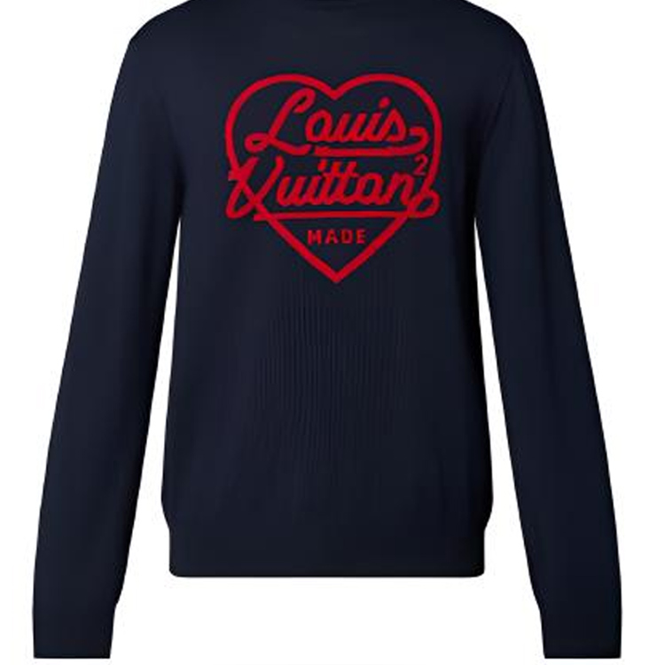 Details for Suéter Cuello Alto Azul Hombre LOUIS VUITTON x Nigo SS22 Logo Corazón Bordado. 1A9GRA