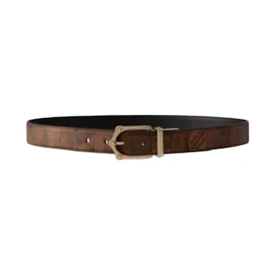 LOUIS VUITTON Nigo Textured Detail Belt Unisex Couple Style Brown/Black M4430W