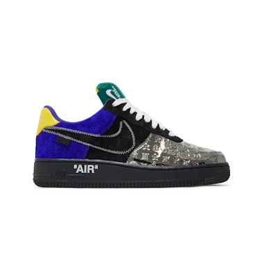 LV Nike Air Force 1 Low By Virgil Abloh 'Black Metallic Silver' 1A9VCC