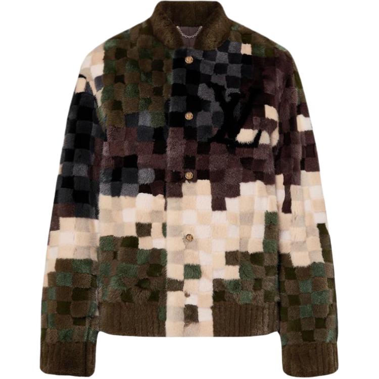 LOUIS VUITTON Pharrell FW25  Multicolor Loose Fur Single-Breasted Coat 1AFISN