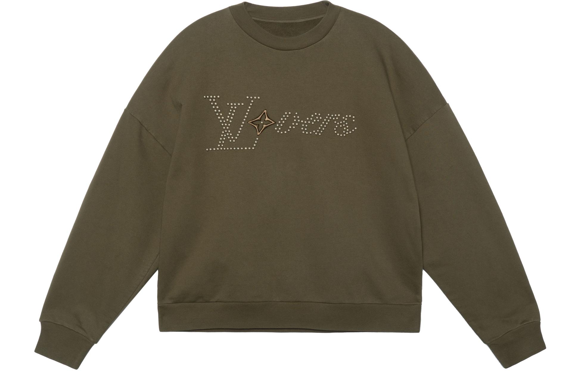 LOUIS VUITTON x Pharrell Logo Studded Print Crewneck Sweatshirt Green 1AFJH9