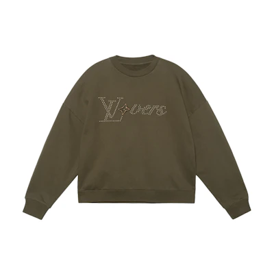 LOUIS VUITTON Pharrell Logo Studded Print Crewneck Sweatshirt Green 1AFJH9