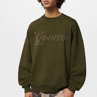 루이비통 x 퍼렐 로고 스터드 프린트 크루넥 스웻셔츠 그린 1AFJH9 Shop 루이비통 x 퍼렐 로고 스터드 프린트 크루넥 스웻셔츠 그린 1AFJH9