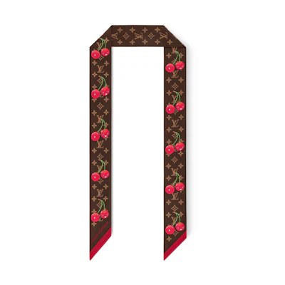 LOUIS VUITTON Takashi Murakami Cherry Print Headband Brown Unisex. M96085