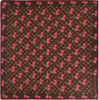 LOUIS VUITTON x 村上隆櫻桃圖案圍巾 男女通用 棕色 M96094 Buy LOUIS VUITTON x 村上隆櫻桃圖案圍巾 男女通用 棕色 M96094