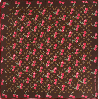 LOUIS VUITTON x 村上隆櫻桃圖案圍巾 男女通用 棕色 M96094 Order LOUIS VUITTON x 村上隆櫻桃圖案圍巾 男女通用 棕色 M96094