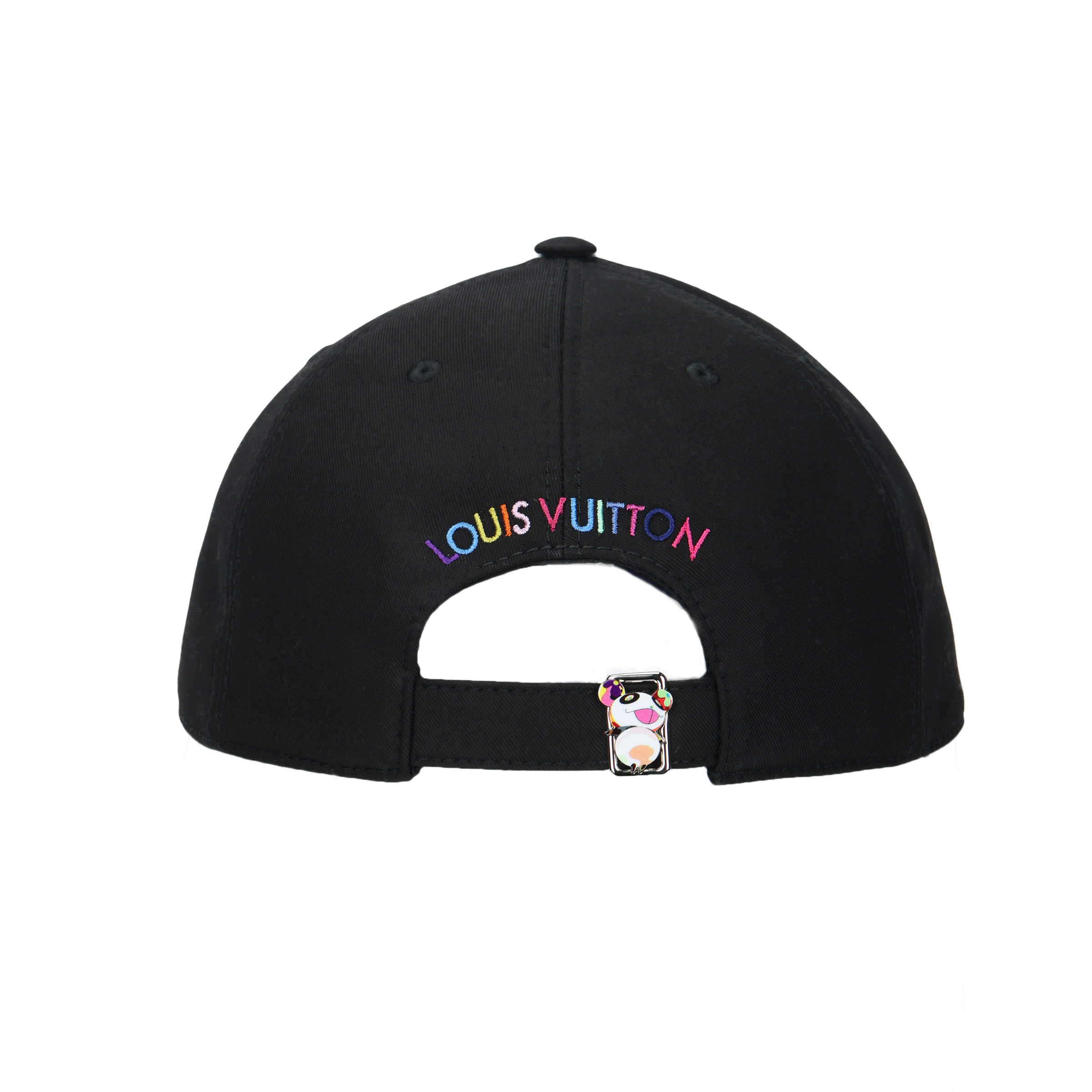 Shop LOUIS VUITTON x Takashi Murakami Gorra Ajustable Unisex Negra con Logo Colorido M5000M