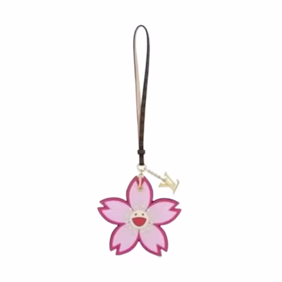 LOUIS VUITTON Takashi Murakami Floral Charm Pink Unisex Keychain. M02475