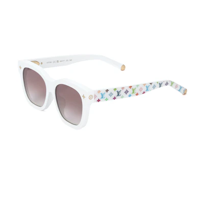 LOUIS VUITTON Takashi Murakami Logo Square White Sunglasses Unisex Z2725