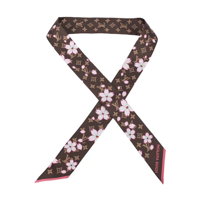 LOUIS VUITTON Takashi Murakami Silk Scarf Brown Unisex Couple Design. M96084
