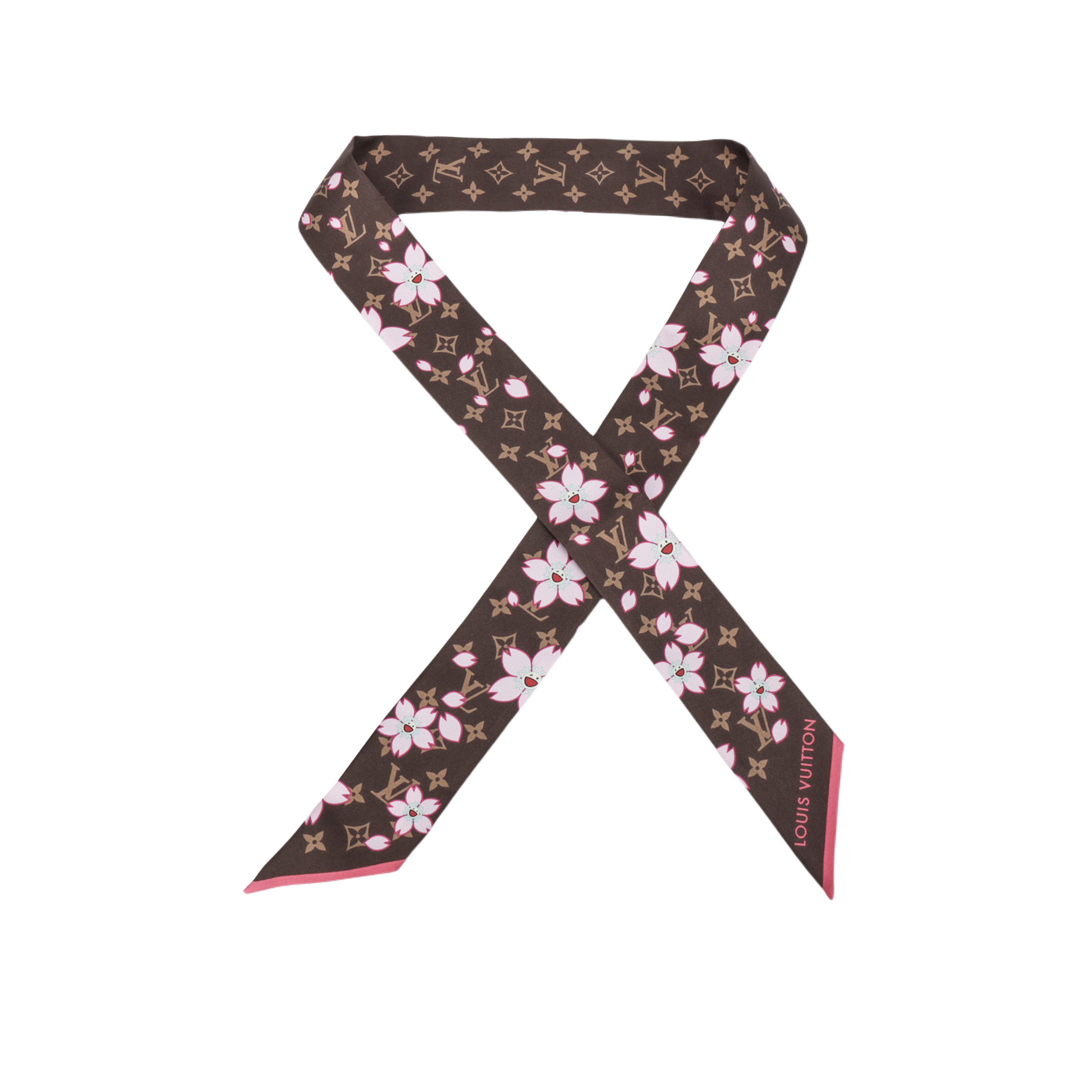 LOUIS VUITTON Takashi Murakami Silk Scarf Brown Unisex Couple Design. M96084 圖 2