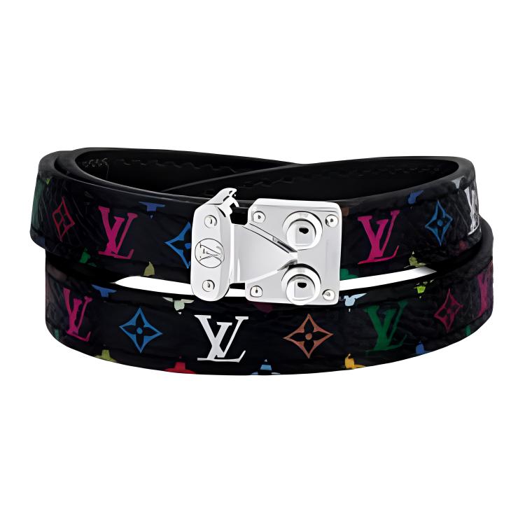 LOUIS VUITTON Takashi Murakami Sunflower Pattern Bracelet Black Unisex. M8967E/F