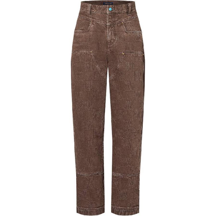 LOUIS VUITTON x Timberland FW24  Brown Washed Straight-Leg Jeans. 1AFX42