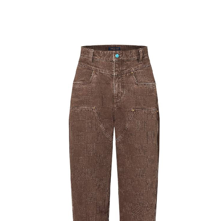 Sizing 루이 비통 x 팀버랜드 FW24 브라운 워시드 스트레이트 레그 진. 1AFX42