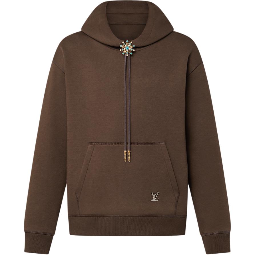 LOUIS VUITTON Timberland FW24 Brown Logo Hoodie  Pullover. 1AFWVV
