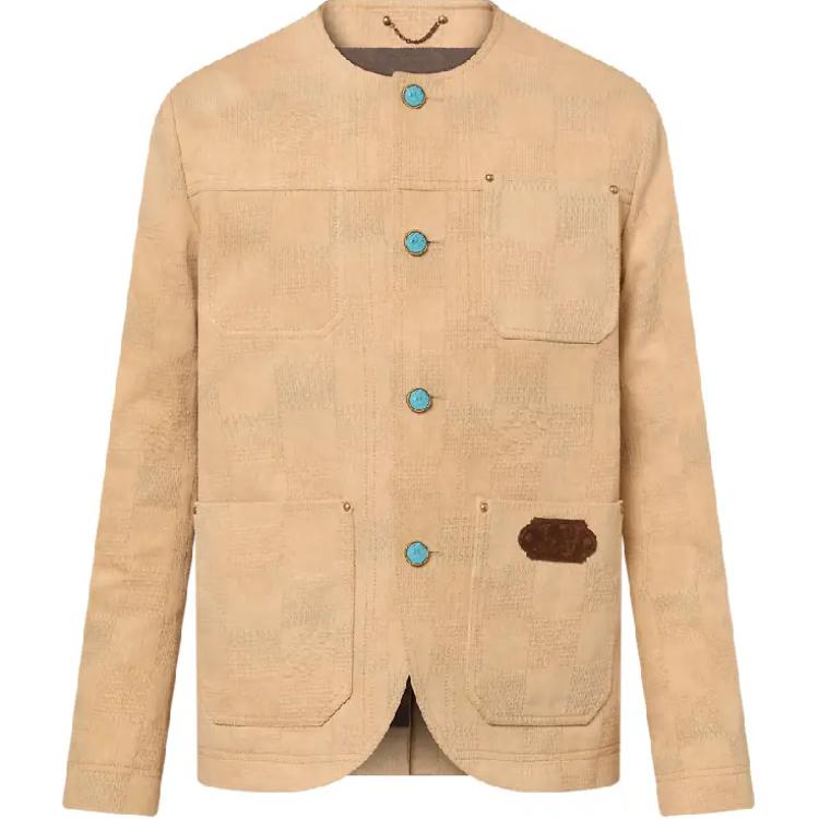 Order LOUIS VUITTON x Timberland FW24 Jaket Rajut Monogram Khaki Pria 1AFXPB